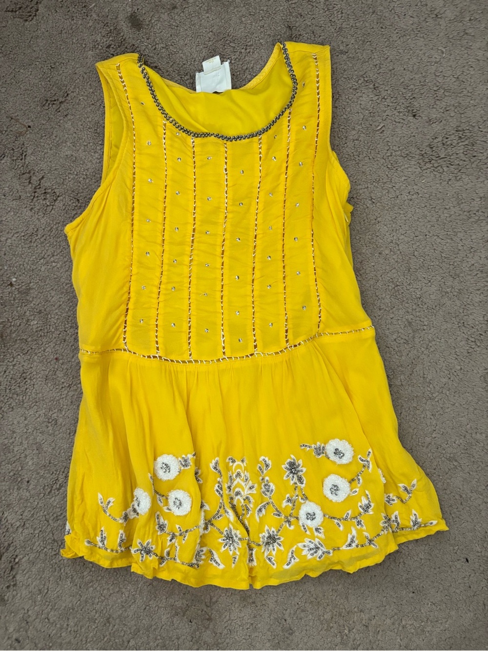 Maeve Yellow Embroidered Sleeveless Tank Top